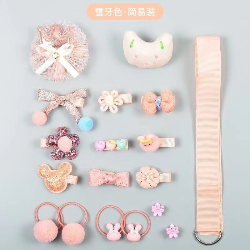 New Hair Accessories Bowknot 18 Pieces Suit Gift Box Internet Celebrity Rabbit Hairpin Children Headwear Little Girl Fringe Hairpin