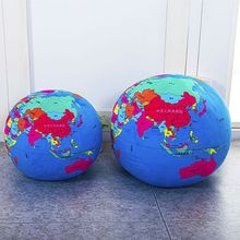地球仪抱枕地球毛绒玩具圆形公仔中文版世界地图球形靠垫星球模型