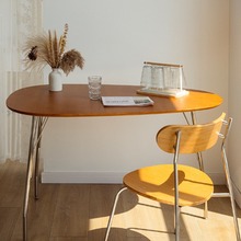 中古不锈钢书桌家用小户型客厅书房办公桌电脑桌简约胡桃木色桌子