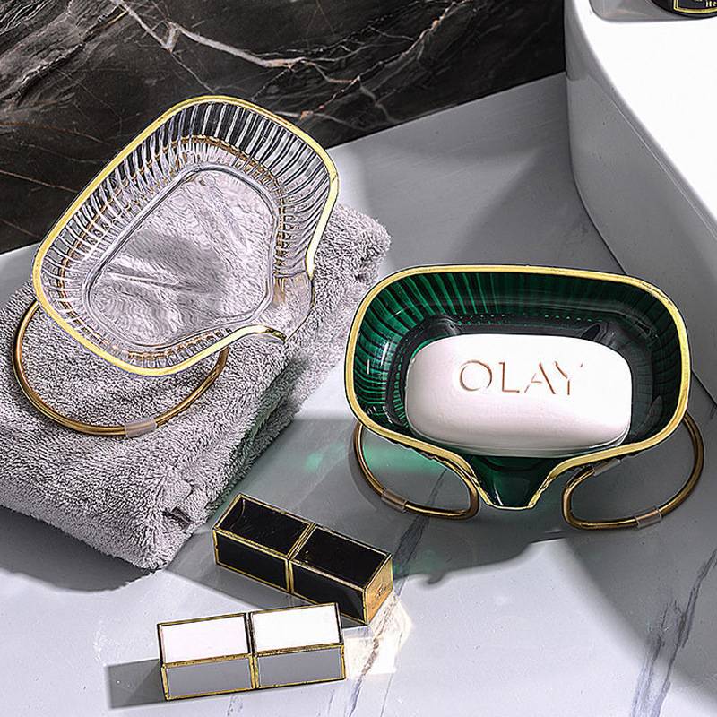 肥皂盒不积水轻奢皂盒家用沥水架香皂架金属立式浴室置物架免打孔