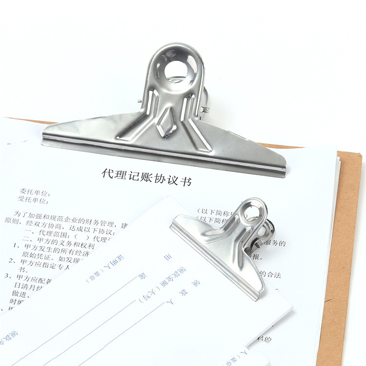 不锈钢长尾夹铁夹子大号金属办公文件夹票据夹文具夹支票夹燕尾夹