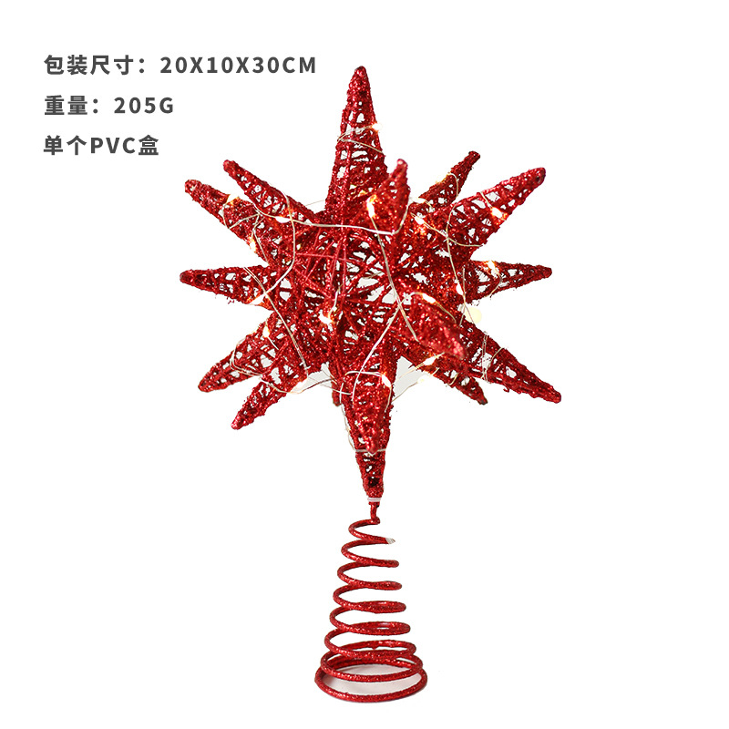 Amazon Christmas Decorations Led Glitter Iron Explosion Star Tree-Top Star Christmas Tree Decorations Accessories