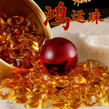 红珠玻璃球人工水晶球鸿运珠黄铜百福缸配饰摆件装饰品直播道具