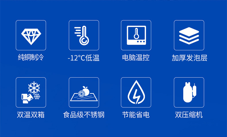 韩冰四门冰箱双机双温自动回门立式商用酒店饭店不锈钢大容量冰柜
