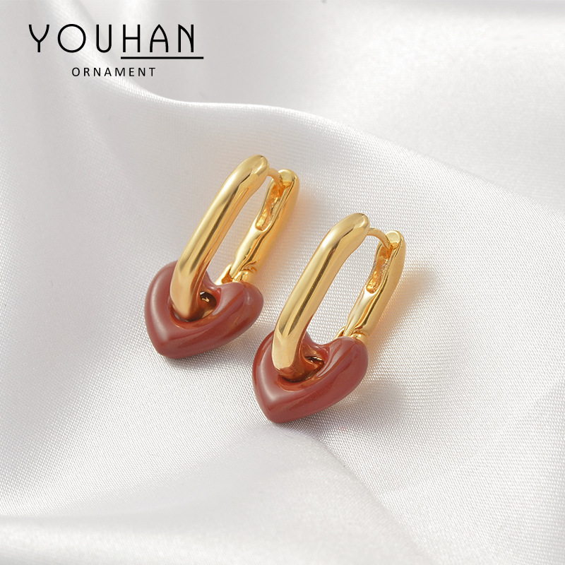 2023 New Trendy Elegant Earrings for Women Stylish Simple and Versatile Ear Clip Red Love Dual-Wear Detachable Earrings