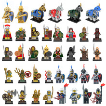 狮王城堡系列罗马骑士人仔军团军事战争马匹士兵拼装积木玩具
