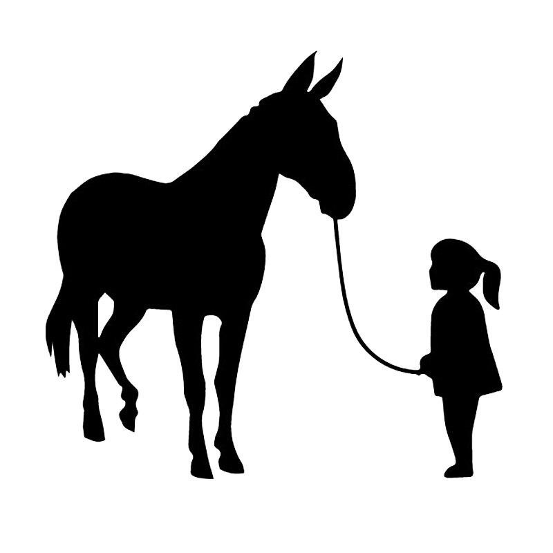 女孩牵马车贴 动物外贸车窗玻璃车身贴纸 al2132-阿里巴巴