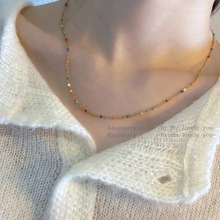 韩国设计小众 复古手工贝壳珠串珠项链珍珠项链 搭遍衣柜 简约ins