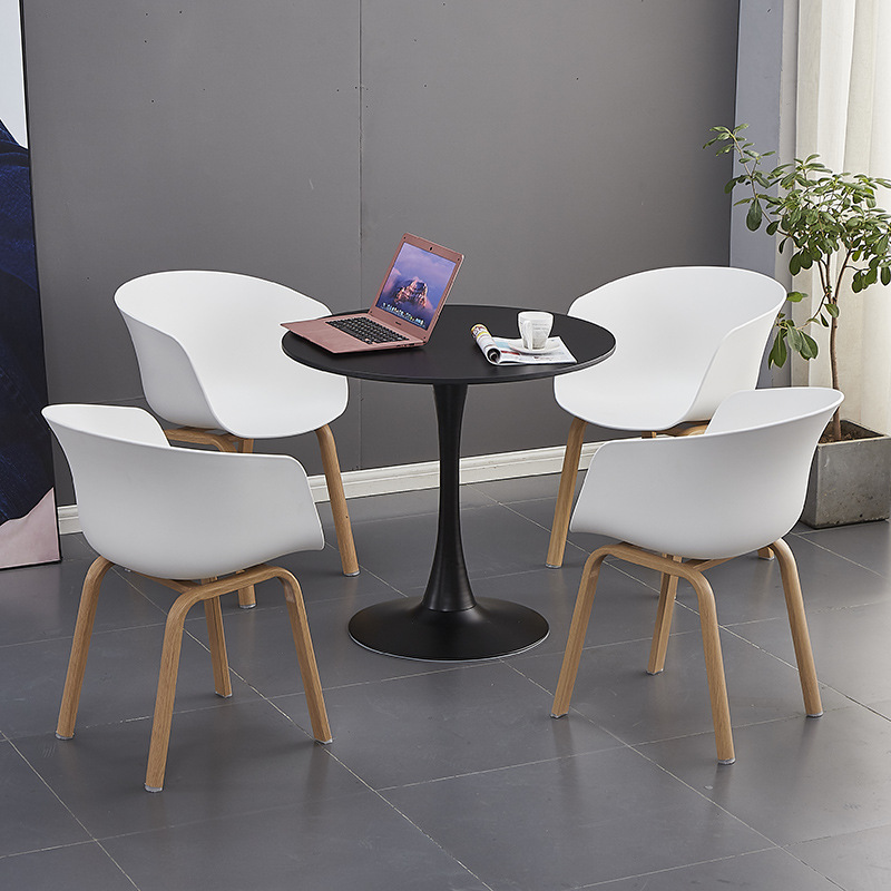 北欧接待洽谈桌椅组合简约现代郁金香4s店商场售楼处白色轻奢座椅