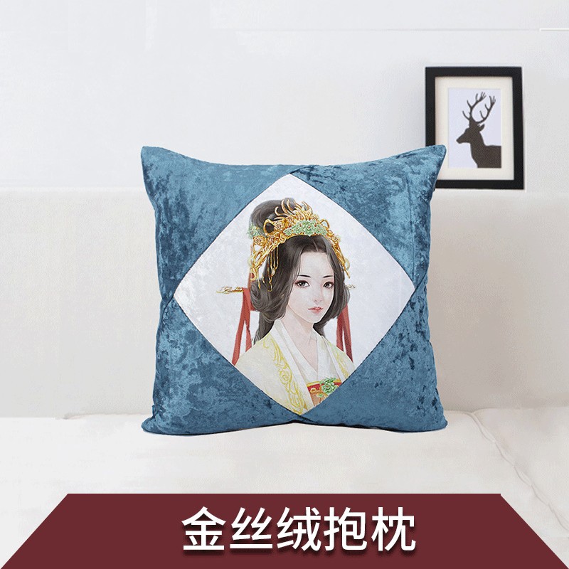 Thermal Transfer Printing Gold Velvet Pillow Cover DIY Creative Home Fabric Craft Cushion Cover Blank Advertising Pillowcase Wholesale
