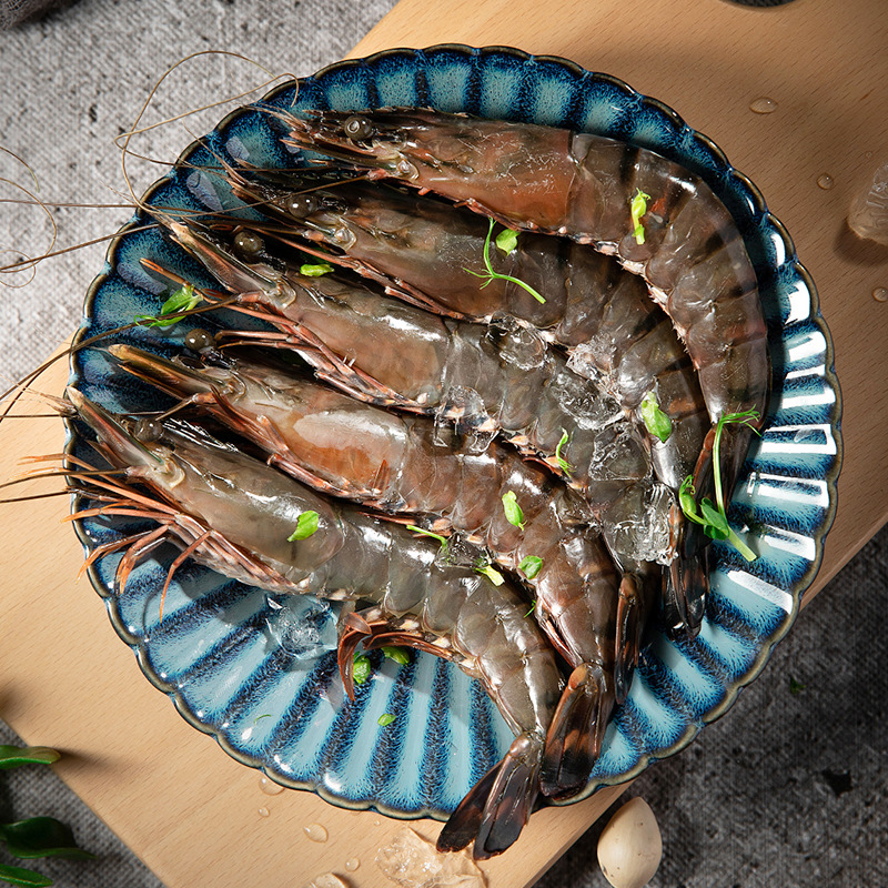 越南黑虎虾鲜活超大斑节虾海鲜水产速冻老虎虾400克特大九节虾2盒