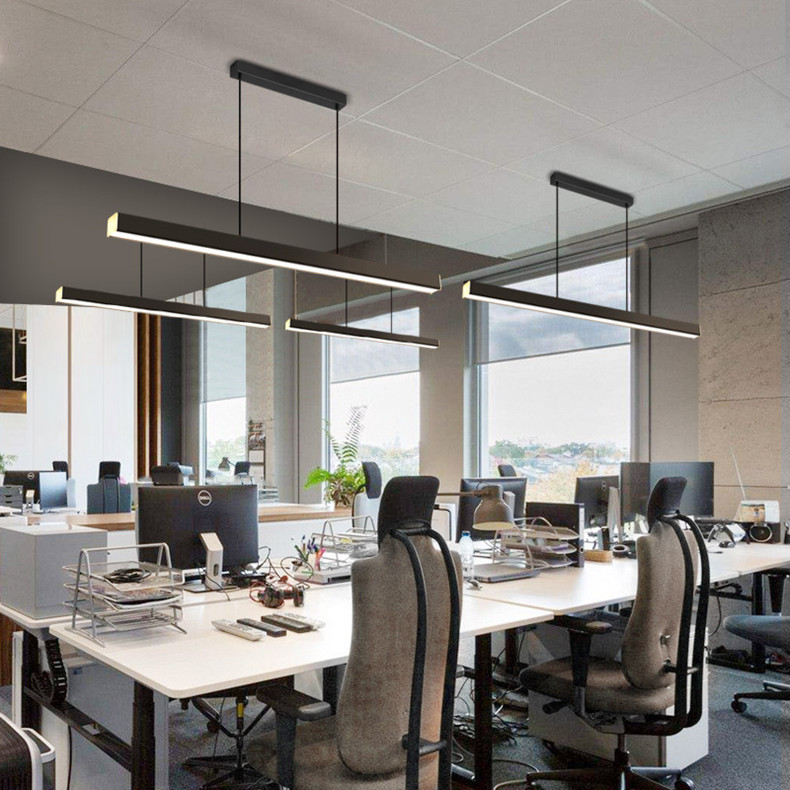 led长条灯简约大气办公吊灯北欧风设计师吊线灯工装商业照明灯具