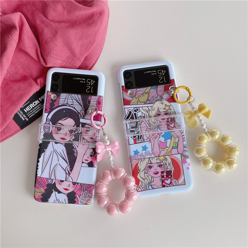 漫画女孩可爱三星zflip5折叠手机壳 适用菲林新款galaxy zflip3/4