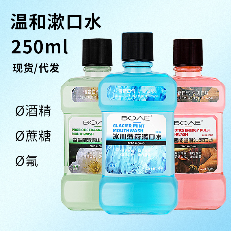漱口水薄荷味瓶装250ml 口气清新清洁牙齿牙龈口腔护理漱口水批发