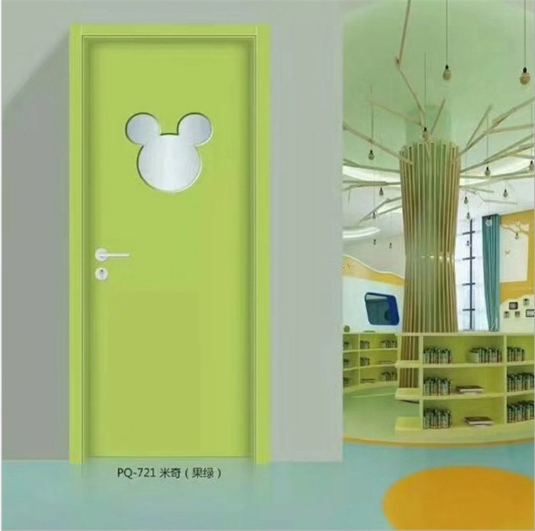 幼儿园木门学校教室门艺术培训班门防夹手免漆儿童彩色卡通门