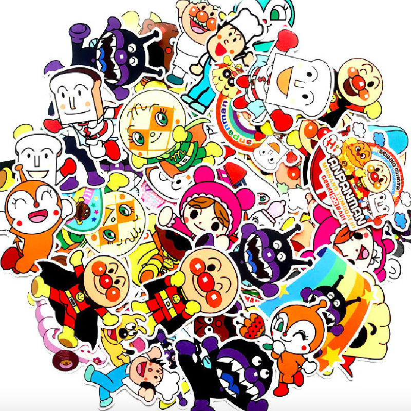 57张日本面包超人卡通涂鸦贴电瓶车贴画行李箱旅行箱贴电脑贴纸