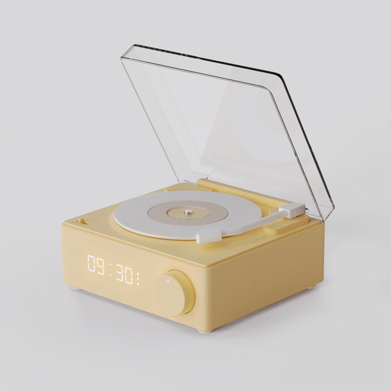 Creative Vinyl Alarm Clock Smart Bluetooth Speaker Wireless Card Talking Machine Small Speaker Desktop Mini Bluetooth Speaker