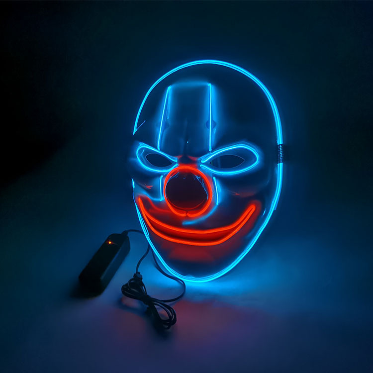 led小丑发光面具大胖脸大表演节目闪光荧光夜光全脸cos收获日面罩