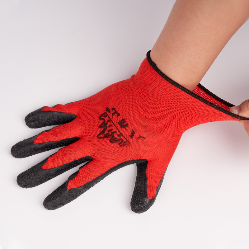 Factory Wholesale Labor Protection Latex Dipping Wrinkle Breathable, Wear-Resistant and Non-Slip Construction Site Work Protection 13-Pin Gloves