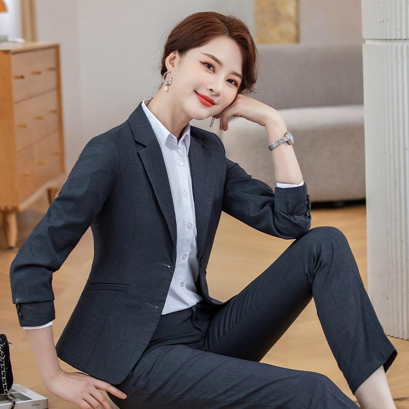 黑色职业西服女公务员面试商务套装职场上班ol正装酒店销售工作服