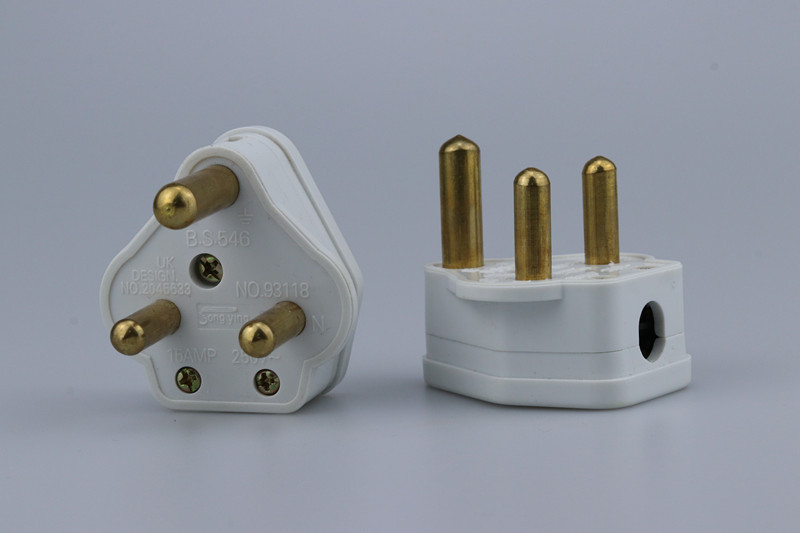 跨境货源 大小南非电源插头转换插头15a接线插头印度3芯 纯铜材质