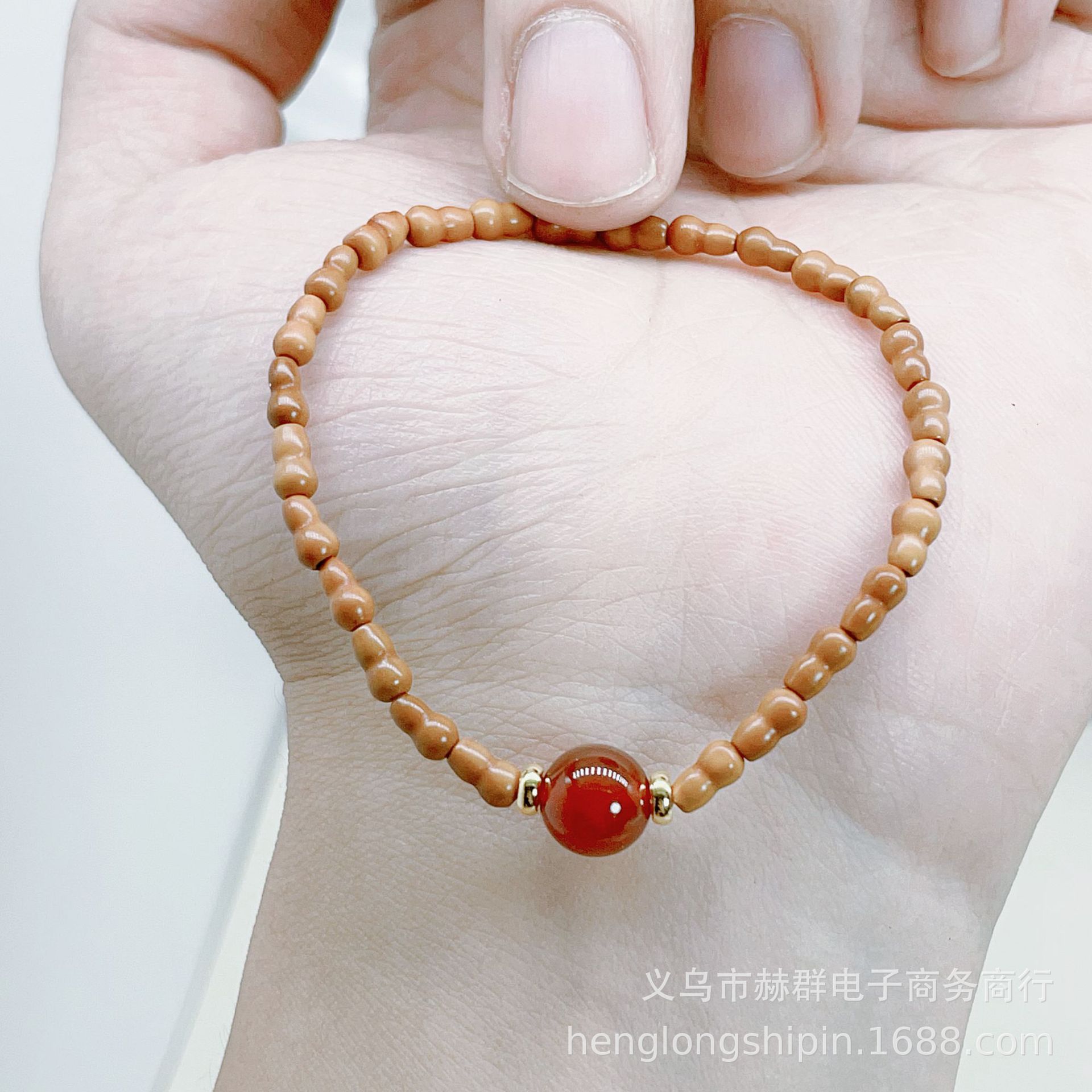 鸿运当头~国风天然橄榄核葫芦玛瑙手串情侣款木质单圈小清新手链