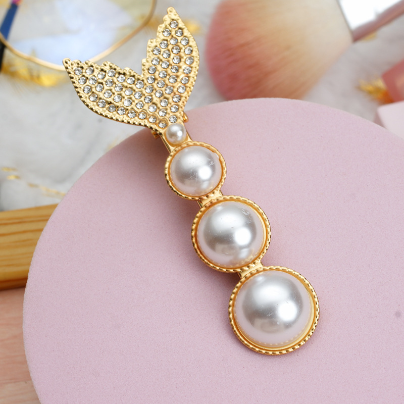 Exquisite Barrettes French-Style Pearl Rhinestone Note Hair Accessories Online Influencer Refined Girl Cute Hairpin Clip