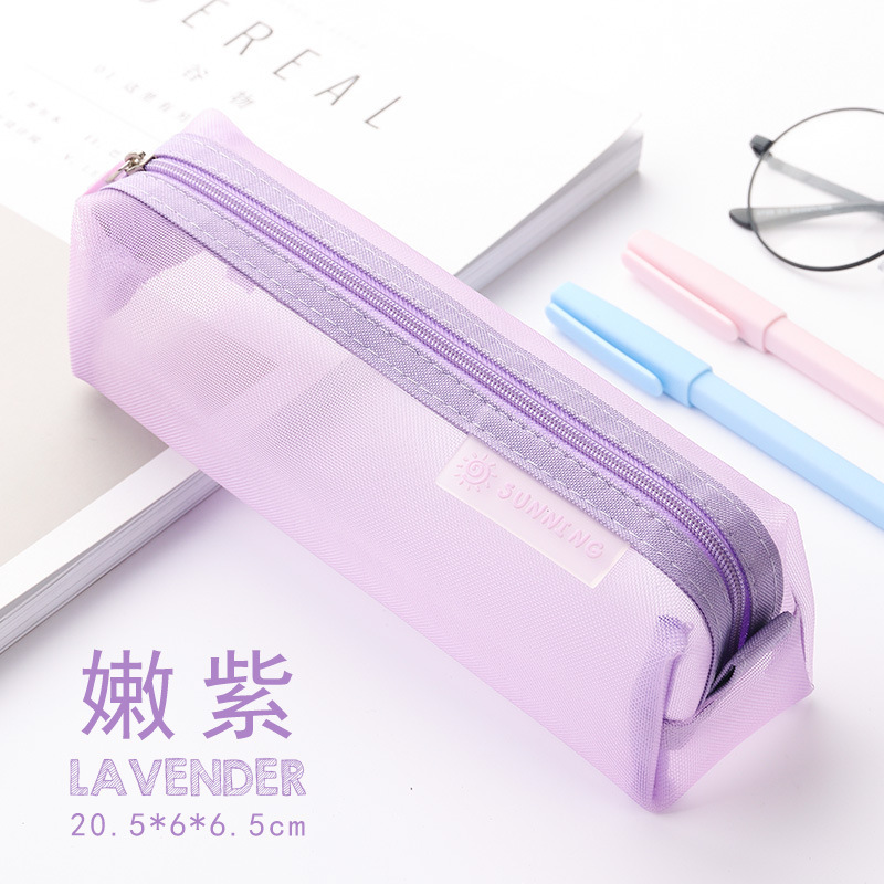 Transparent Mesh Pencil Bag South Korea Simple and Fresh Cute Ins Japanese Pencil Case Only for Student Exams Stationery Case