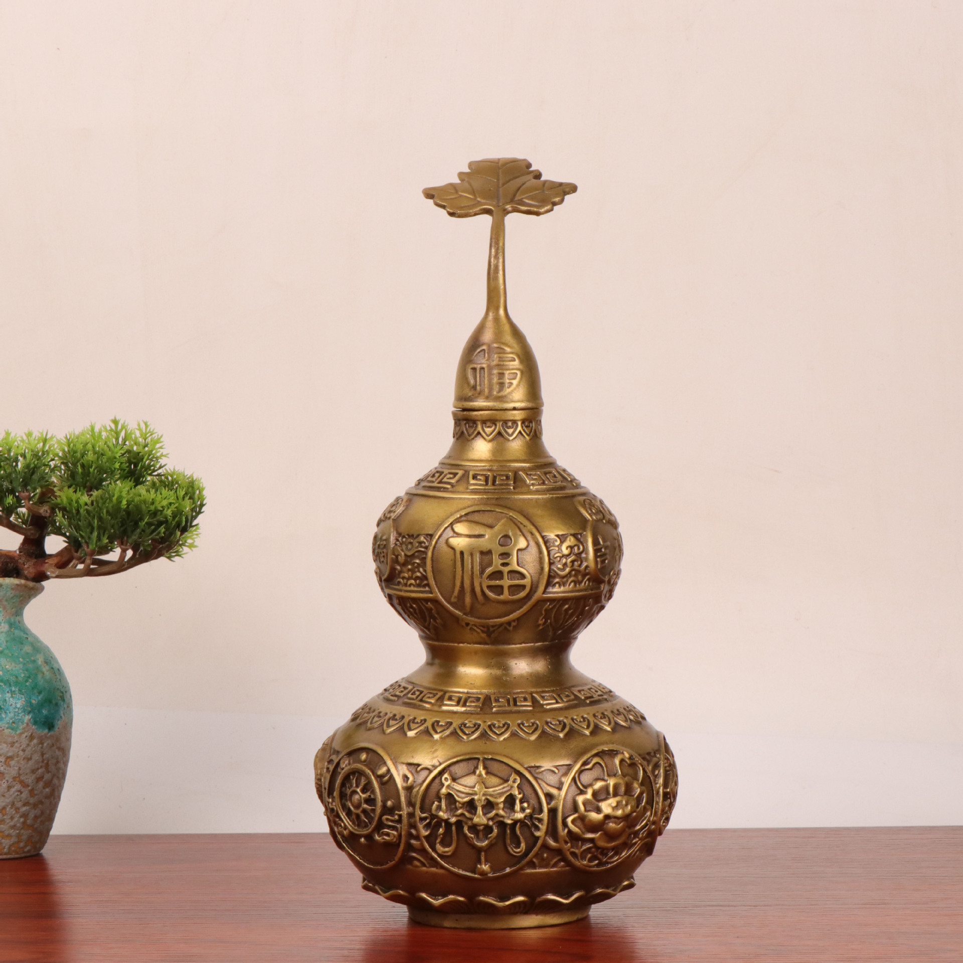 杨铜记 纯铜葫芦 八宝吉祥葫芦 聚宝葫芦 铜葫芦摆件厂家批发