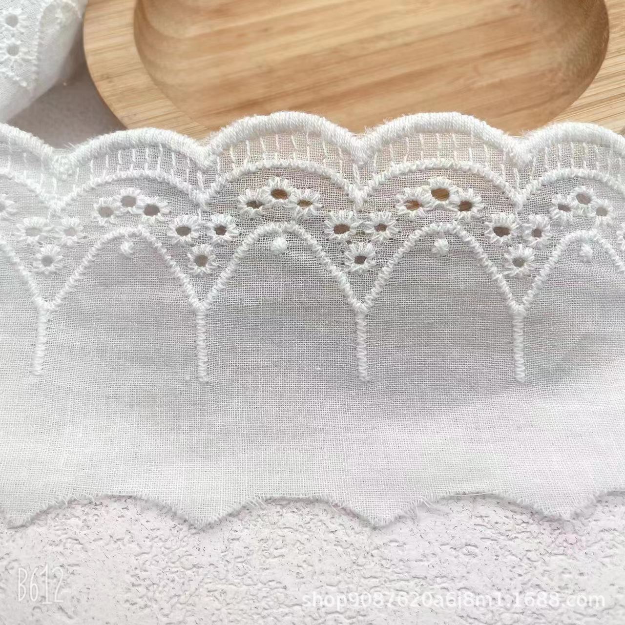 high quality cotton white lace accessories three-dimensional flower embroidery ruffled clothing collar diy fabric width