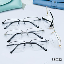 眼镜店快销记忆合金商务眼镜架批发方形舒适男式半框拉丝近视镜框