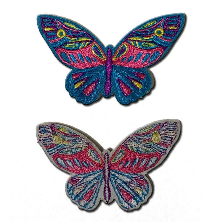 厂家批发定做新款蝴蝶绣花章卡通贴布绣定制服装箱包便携补丁贴