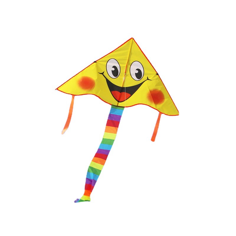 潍坊风筝批发新款儿童风筝热印一米弯边卡通图案风筝三角长尾风筝
