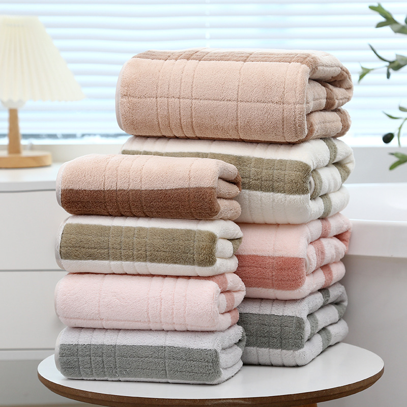 Towel Warp Knitted Coral Fleece Towels Japanese Waffle Adult Covers Light and Easy to Dry Absorbent Covers