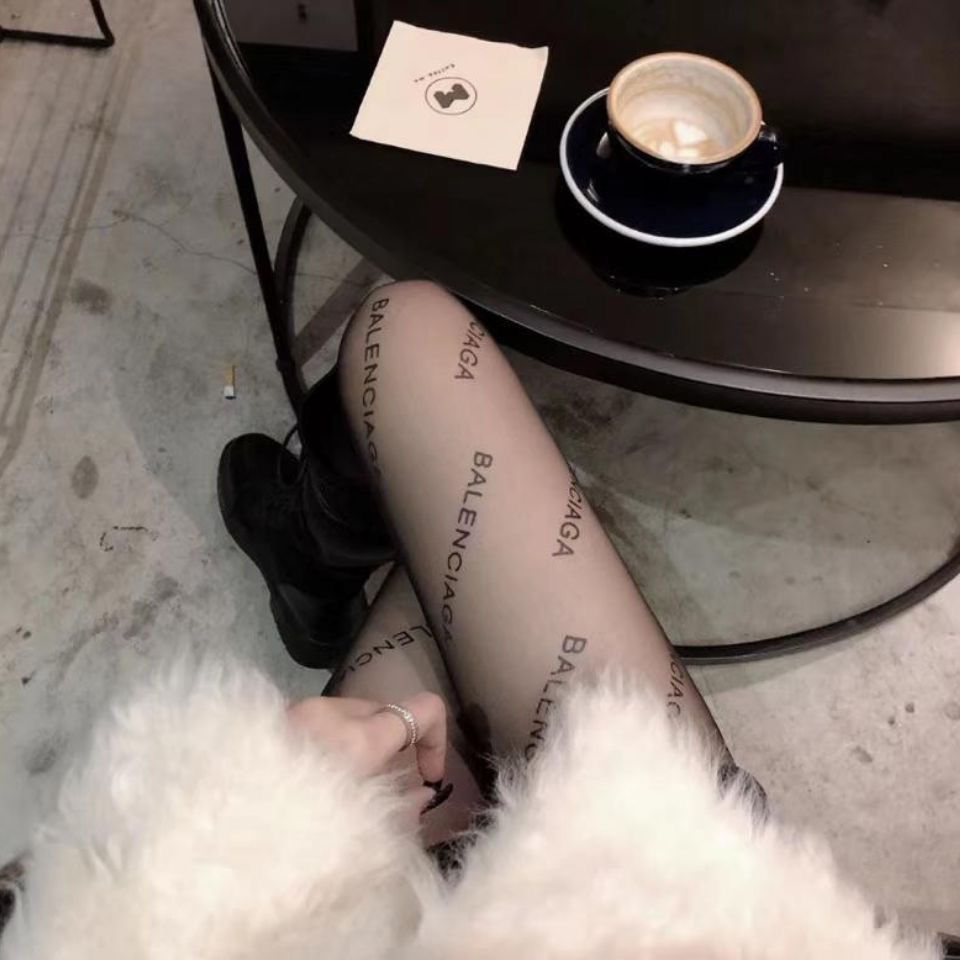 网红春秋黑色薄款巴黎英文字母世家性感女丝袜任意剪防勾丝连裤袜
