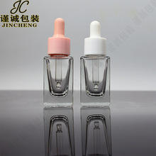 现货15ml方形滴管原液瓶 透明芳香精油玻璃瓶 化妆品美白精华包材