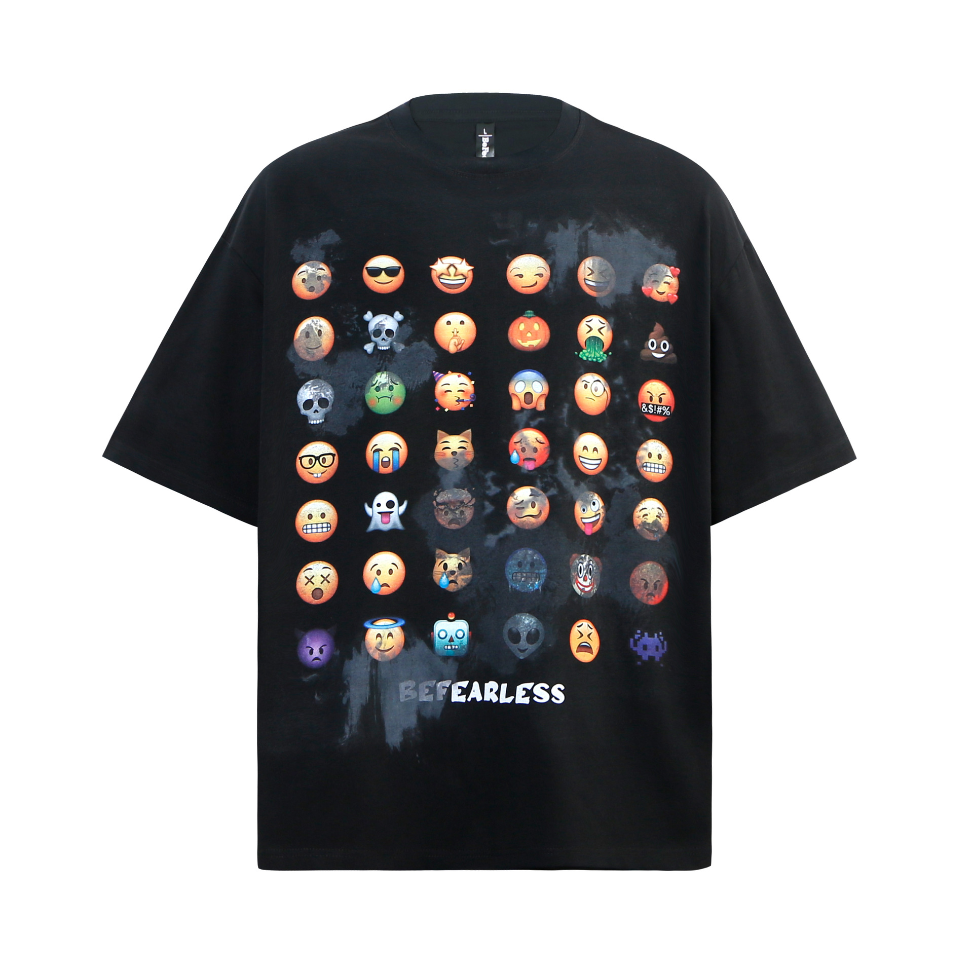 9208曼坤2024春季欧美式潮牌高街新款趣味表情包logo宽松短袖t恤