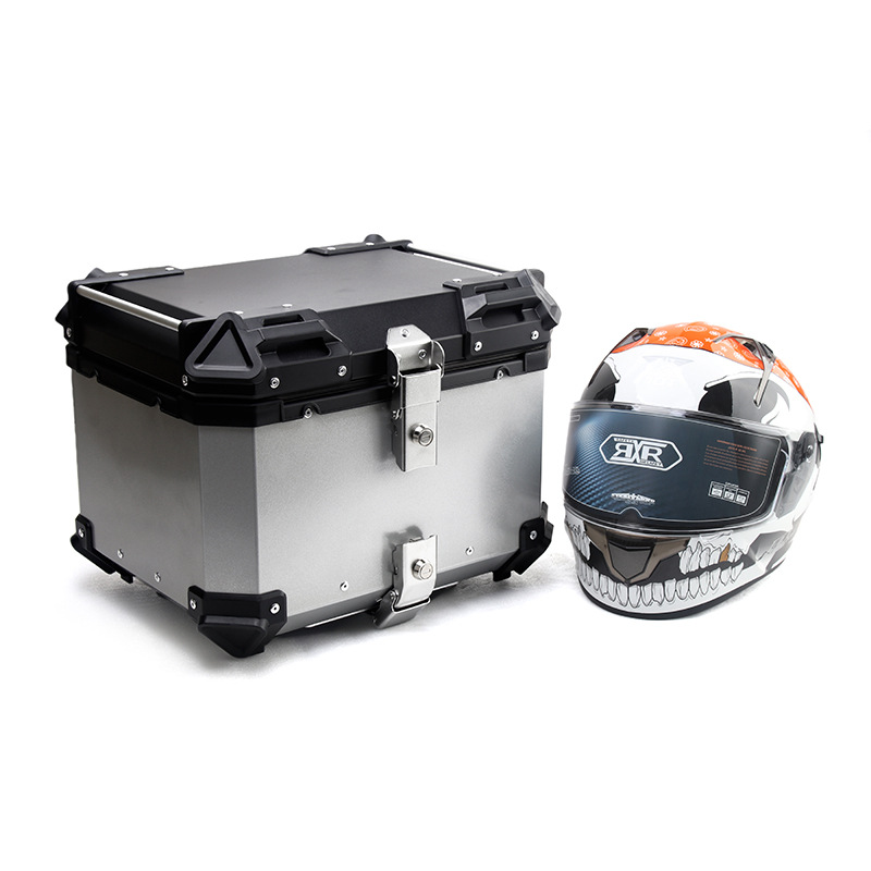 压纹x款电动摩托车后备箱改装快拆铝合金尾箱快拆储物行李箱45l