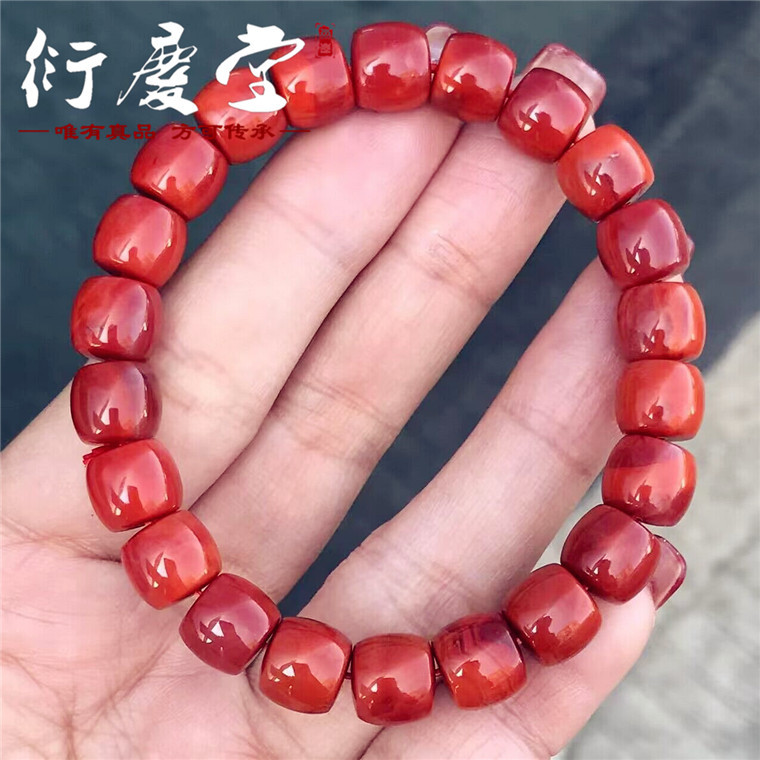 四川瓦西南红手串老型火焰满红佛珠单圈男女文玩直切天然南红玛瑙