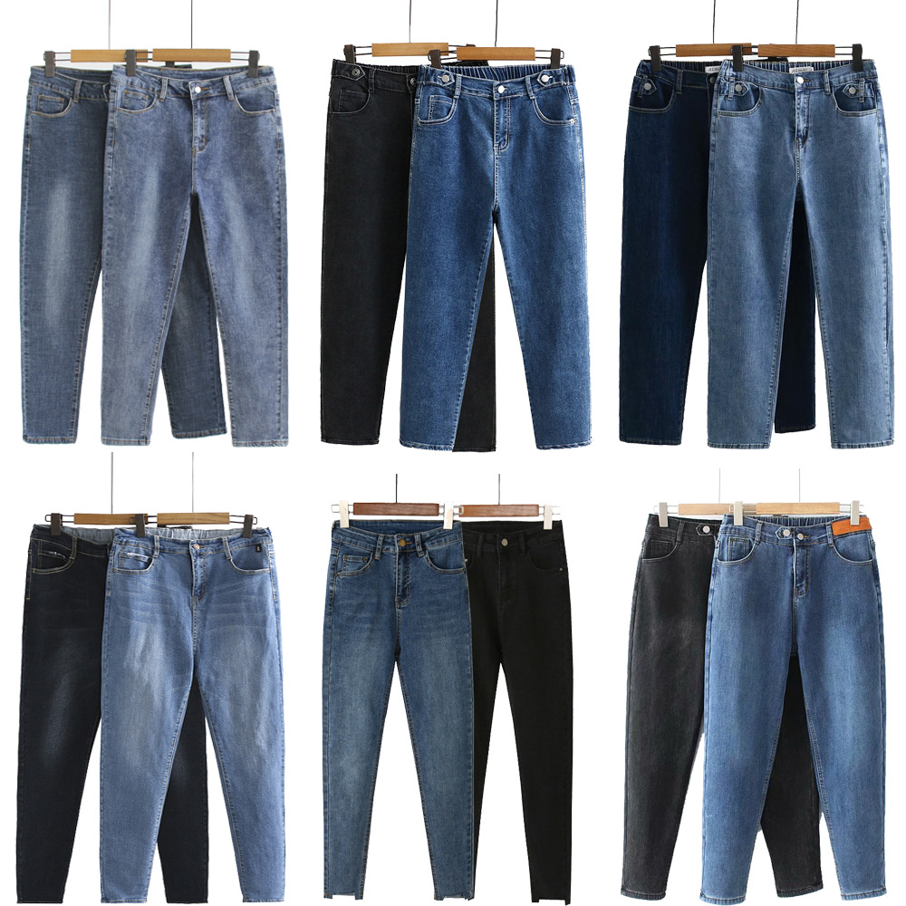 4元裤子便宜现货打包女装牛仔长裤四季女式牛仔外贸库存地摊尾货