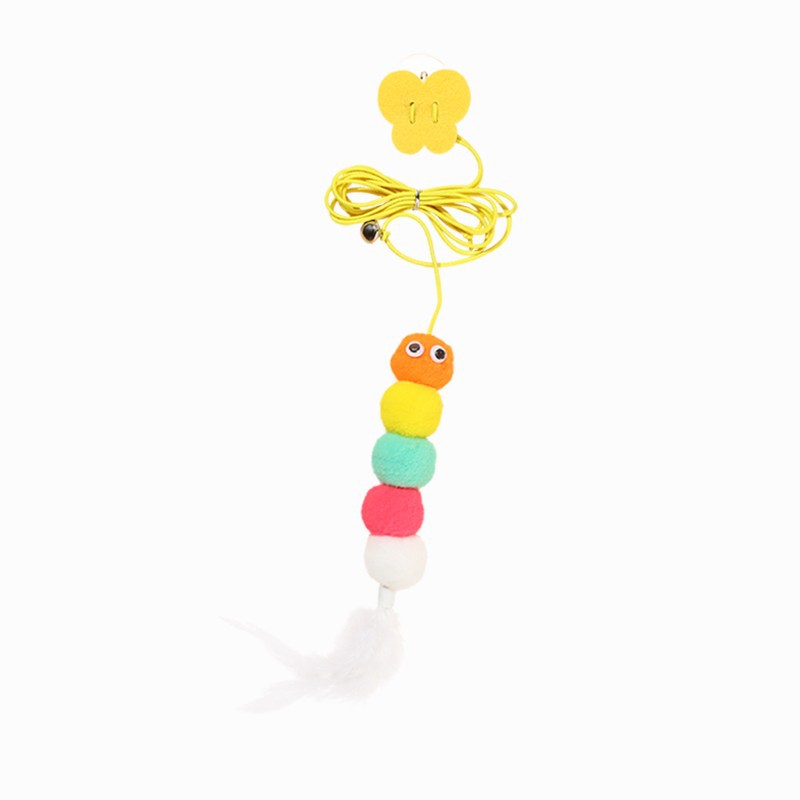 Cat Toy Self-Hi Relieving Stuffy to Swing Hanging Door Hanging Elastic Feather Cat Teaser Bell Little Mouse Cat Supplies