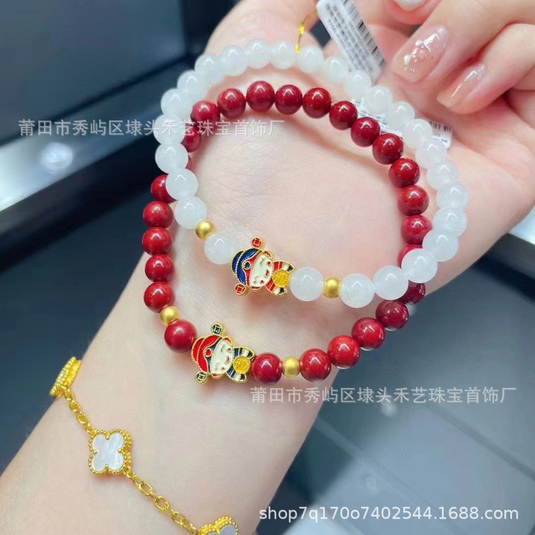 黄金国潮烧蓝转运珠足金999吉祥吊坠吉祥高照小男女-阿里巴巴