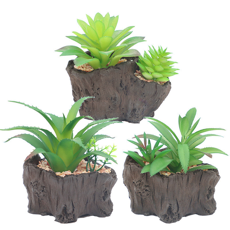 New Creative Artificial Succulent Tree Root Plant Pot Artificial Flower Succulent Bonsai Set Living Room Decoration Micro Landscape