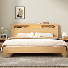 简约实木床双人床现代1米5经济型出租房家用1.2米可储物单人床架