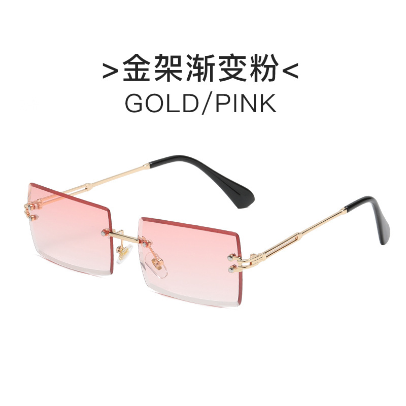 New Frameless Trimming Square Sunglasses Fashion Sunglasses Women's European and American Fashion Cross-Border Sun Glasses Factory Wholesale