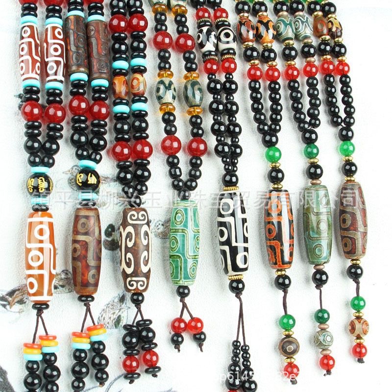 Wholesale Natural Agate Tibet Beads Necklace Men's Tibetan Dzi Bead Tibet Beads Sweater Chain Ethnic Collectables-Autograph Rosary Live Broadcast Supply