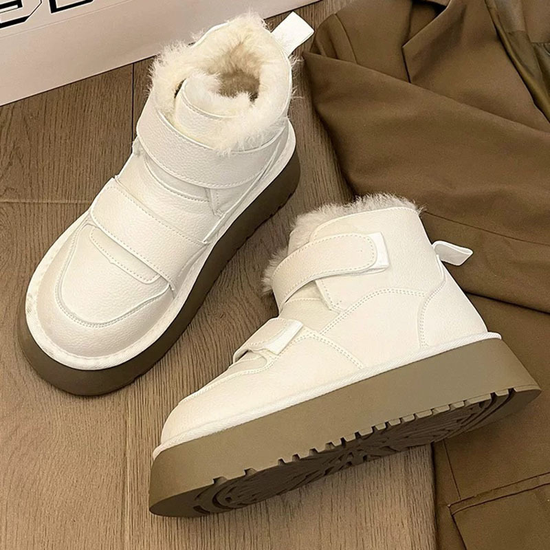 fur integrated women‘s thickened snow 2024 winter new magic warm slugged bottom fleece-lined waterproof cotton shoes