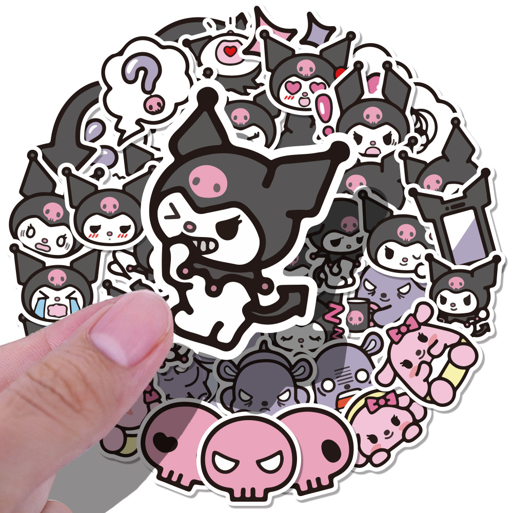 40张库洛米贴纸 kuromi可爱卡通表情手账素材 手机壳水杯手帐贴纸
