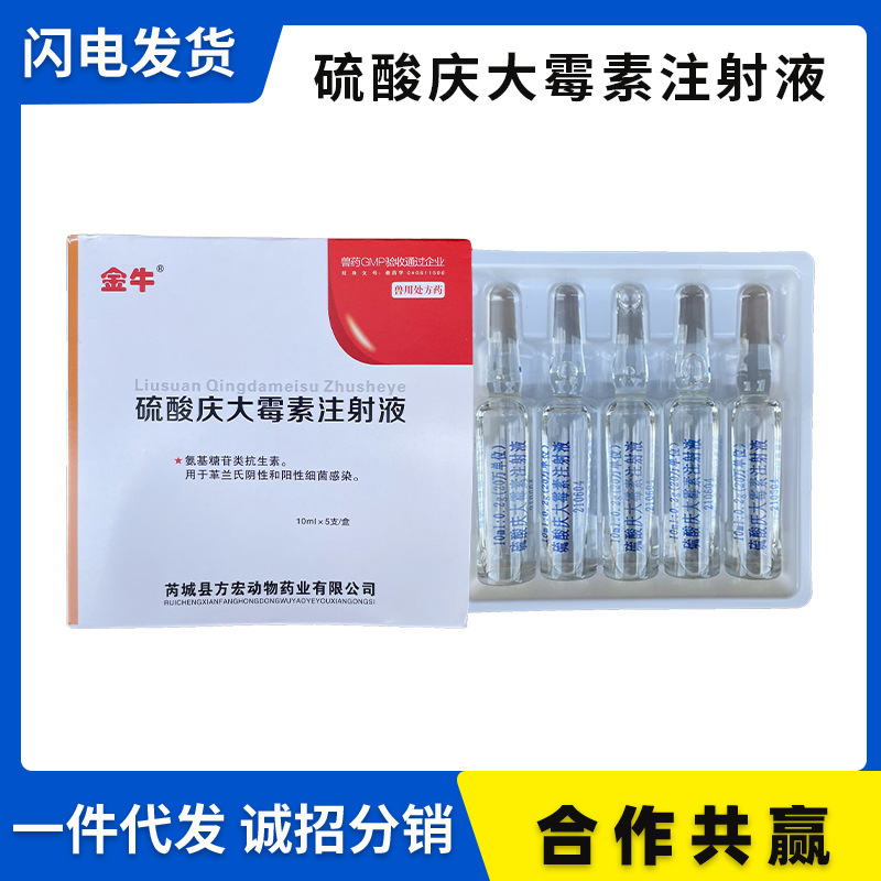 兽药硫酸庆大霉素注射液兽用庆大霉素针剂猪牛羊犬猫狗兔20万单位