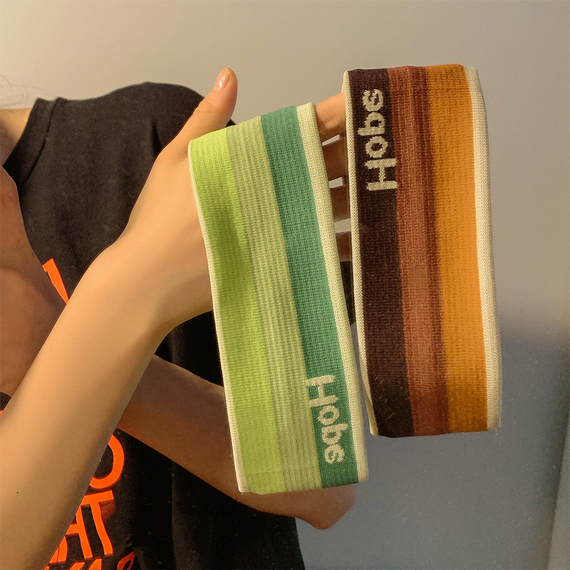 夏天短发字母运动发带女夏吸汗跑步薄款日常外戴止汗针织束发头带